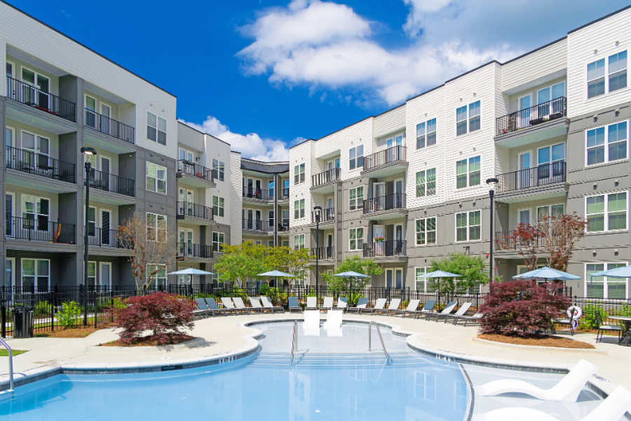 Resort Style Swimming Pool pool with ample seating