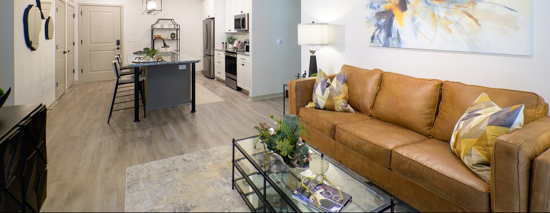 Open concept apartment layout