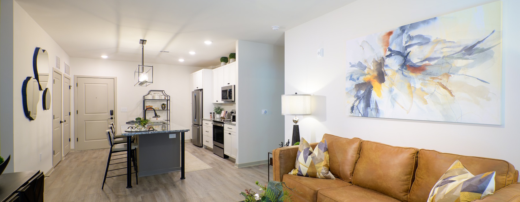 Open concept apartment layout