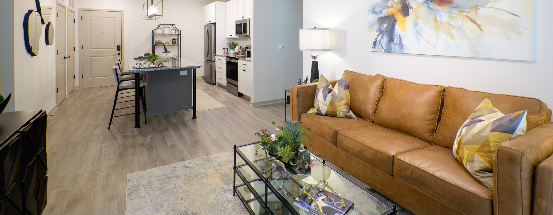 Open concept apartment layout