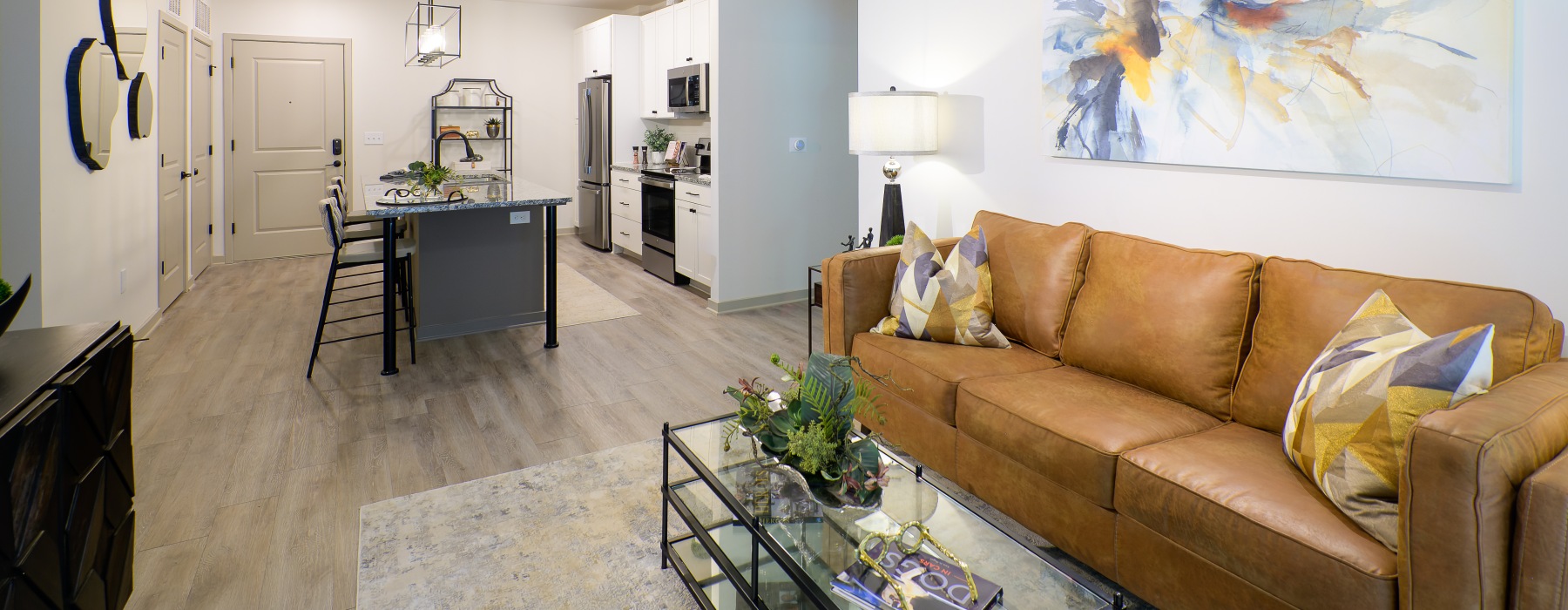 Open concept apartment layout