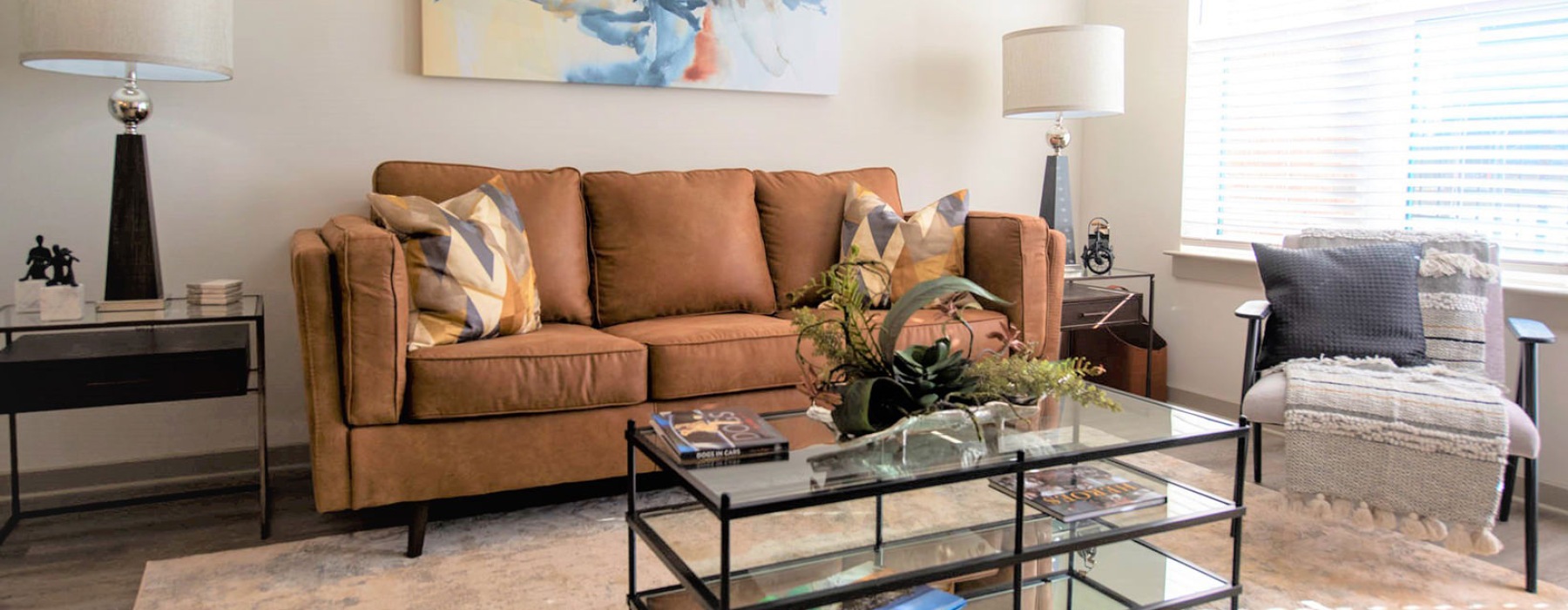 Well lit cozy living room